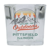 Pittsfield Illinois Istražite otvoreni suvenir Square Square Base alkohol Staklo 4-pakovanje