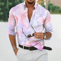 Bazyrey muške majice Grafički majica Dizajnerska proljeća casual 3D Hallowee Tipca Hawaii košulja Bluza dugih rukava Purple M