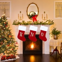 42,5 * 35 * Meka plišani manžetna monogram božićne čarape, personalizovane vezenjene čarape za porodične odmore za odmor i klipi u Xmas Tree Crveni f