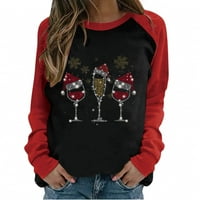 Košulje za vino staklene majice za žene slatka smiješna grafička košulja Božićne bluze trendy casual