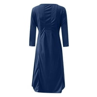 Ljetne haljine za žene Ležeran sa dugim rukavima s dugim rukavima, mini haljina od punog odmora Blue XL