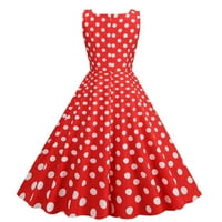 Bazyrey ljetne haljine za žene polka točkice haljine žensko halter modne cipele bez rukava i bljeskalice crvene m