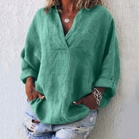 Ženske jesenske modne ženske majice Boho žene, pamuk dugih rukava kaftane dame baggy bluza majica plus veličina vrhova zelenog XL