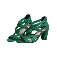Dame Chunky Heels sandale za pete Peep Toe Modne sandale žene Neki klizne cipele Žene Ljetne casual cipele zelene 8