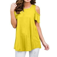Olyvenn ženske ležerne majice peplum vrhovi brodskih majica ruffle lagana prozračna udobna bluza trendy