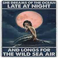 Sirena od metalnog limenog znaka, ona sanja okeanu kasno noću i čestice za divlje morske zrake Super