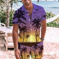 Ljetni spremljenje zazora set Miarhb Havajska majica s kratkim rukavima i ljubičasta XL