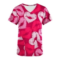 Tklpehg casual vrhovi za žene slobodno zaljubljene srčane grafičke kratke majice trendi ujednačene kratke