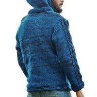 Muškarci Zip Knit Cardigan casual štand ovratnik Casul Fit FIT džemper s kapuljačom sa kapuljačom Plavi