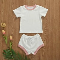 Izhanske djeca dječje djevojke dječaka odjeća kratki rukav na vrhu majica + hlače odijela postavljaju bijela ružičasta 18-mjeseci