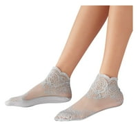 Dadaria Socks za žene Modna čipka meka čarapa prozirna elastična čista čarapa za gležnjeve sive, žene