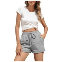 Duge kratke hlače Ženske kožne gaćice za žene udobne hlače Ljeto džepovi za crtanje ženske elastične