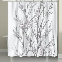 Siva grana tušske zavjese, poliesterski tkanini zastori za tuširanje za kupaonicu, postrojenje za postrojenje ostavlja zavese za tuširanje sa kukama 36 '' × 72