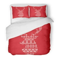 Set posteljina skandinavska nordijska zimska ubod pletenje božićnog uzorka u oblikovanju ležišta od dvostruke veličine prekrivača sa jastukom za kućnu posteljinu ukras za krevet