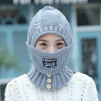 Šeširi za žene Flannelette obloženi zimski kape pleteni šešir sa štitilima maske za šljive set toplo