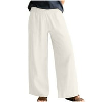 Ženske ljetne hlače, ženske casual labave vrećaste džepove hlače modne pantalone za repute Količine pamučne i posteljine hlače