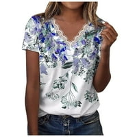 Bluze za ženske ležerne majice V izrez Cvijet kratkih rukava