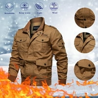 Jinyu muške jesenje i zimske slobodno vrijeme plus velike veličine zipper multi-džepne rever s dugim jaknom jakne top bluza