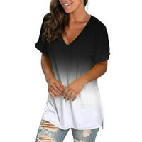 Ženska modna štampa Ležerni gradijent V-izrez kratki rukav s majicom