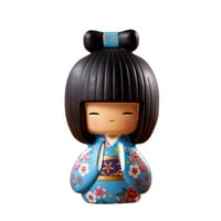 Kimono kokeshi lutke Djevojke Tradicionalna skulptura Lijepa azijska minijaturna marioneta za ukrašavanje dekora u bajkom - plava