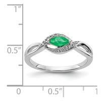Čvrsti 14K bijeli zlatni dijamant i smaragdni zeleni mogući veličina prstena za harquise angažman