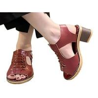 Sanviglor Womens Haljina sandale sa sandale sa sandalama na petu Side zip Chunky Heels Rad izdubljene