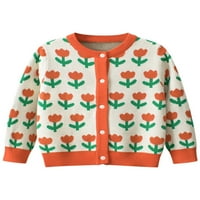 Beiwei Girls Jacket Cvjetni print KARDIGAN Džemper s dugim rukavima Pletene džempere Termička odjeća