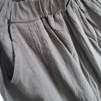 DMQupv ženske hlače Žene Capri hlače Ležerne prilike za vuču Elastične elastične visoke struk Široke noge Cropped hlače pantalone za dame Ljeto Sivo XXL