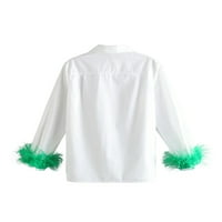 Woshilaocai Ženska košulja od perja s dugim rukavima V izrez Cardigan bluza Vintage gumb down top party