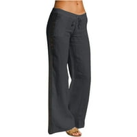 Poslovne casual pantalone za žene visokog struka sa džepovima ravno dugačke modne hlače