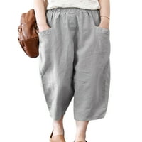 Pamučne pantalone pantalone za žene za žene elastična struka labava povremena pantalona obrezane hlače salonske haljine pantalone veličine S-5XL