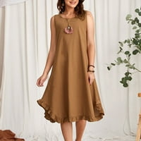 Aueoeo Plus size Sundress, ženska ljetna casual haljina čvrsta boja Crewneck Bez bez rukava haljina