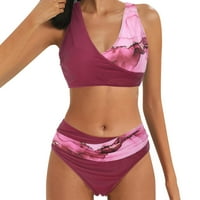 Booker ženski bikini visoki struk print točka za šivanje neveće stanice Split Split set kupaćih kostilja