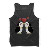Srčani pingvini za valentines majica Muški bijeli grafički tenk - Dizajn od strane ljudi L
