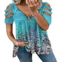 Avamo Žene vrhovi majica kratkih rukava izdubljena majica Radna majica Ležerne bluza izdubljena cvjetna