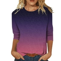 Hanas vrhovi ženski okrugli rukav za rukav modni casual labavi gradijentni tiskani majica pulover Dame