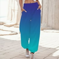 Ženske hlače Labave casual pantalone Elastična struka Yoga ljetnje plaže Hlače hlače Pamučne hlače Žene Sky Blue 2xl