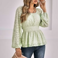 Ženska modna casual puni kvadratni kvadratni dugi rukav labav fit majica vrhova bluza pulover za žene vrhove