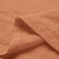 Hanas vrhovi ženske modne pamučne posteljine s kratkim rukavima s V-izrezom kratkih rukava i jedna čvrsta