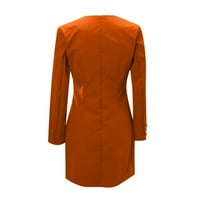 Ženske haljine modne ležerne stražnjice V-izrez čvrsto dugačke leeve mini haljine ulična odjeća narančasta