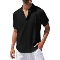 Košulje za muškarce vrhovi proljeće i ljeto od pune boje pamuk i sa rupama i revelama i polumostom majica