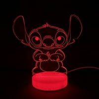 Stitch 3D Noćna svjetlost Multi boja promjena iluzijske lampe za djecu Dječje djevojke Dječake Poklon