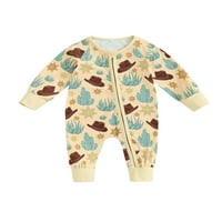 Baby Fall Oneyie odjeća za dječaka Newborn s dugim rukavima Zip Up kaubojski pint skakači BodySuit jesenska