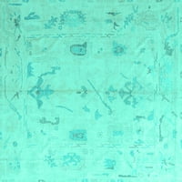Ahgly Company u zatvorenom trgu orijentalne tirkizne plave tradicionalne prostirke, 6 'kvadrat