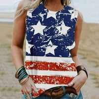 Dabuliu Žene 4. srpnja Tenk Termpene Američke američke američke zastave Fancy V izrez Nadolje bez rukava patriotsko-dnevna majica