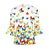SKSLOEEG ženska bluza plus veličina Flowy Botton up tunika vrhova rukava bafere Ležerne prilike leptir