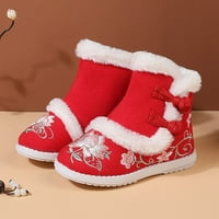 Gilrs platna cipela gumene tople zimske čizme za snijeg vez print pamučne čizme Toddler kratke čizme