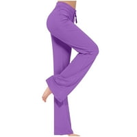 Hlače za žene široki noga visoki struk vježba joga teretna hlače pantalone čišćenje ljubičaste s