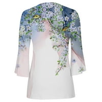 Plus veličine Ljetni vrhovi ženski modni ljetni rukav V-izrez Ispiši ležernu majicu bluza na caringu