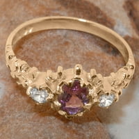 Britanci napravio 14k Rose Gold Real Erinein Pink Tourmaline & Diamond Womens Promise Ring - Opcije veličine - Veličina 5,75